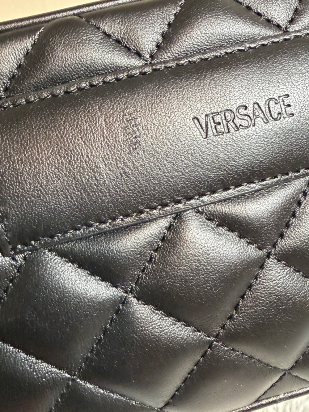 Versace Black Quilted Leather Crossbody with Gold Medallion - Picture 8 of 8